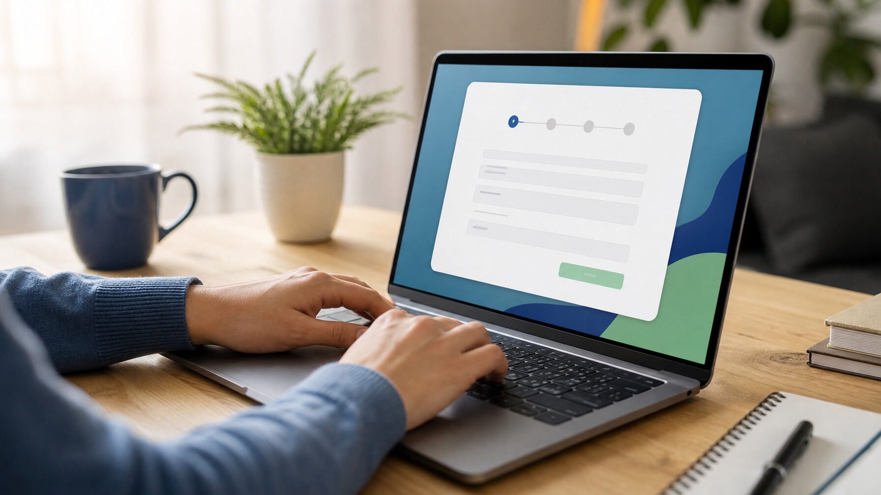 Compilazione del form online su laptop